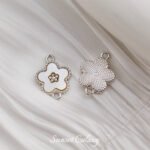 copper gold plated laser shell pendant double hanging beads handmade DIY bracelet necklace earrings beaded accessories material - Image 8