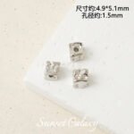 18k color retention zircon irregular square stone beads handmade diy beaded bracelet necklace jewelry accessories material - Image 7