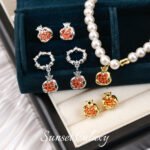 18k Gold-plated Real Gold Red Pomegranate Pendant Handmade diy String Bracelet Necklace Earrings Jewelry Accessories
