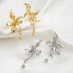 Copper-plated Real Gold High Color Retention Elegant Flower Earrings diy Handmade Bracelet Necklace Beads Loose Bead Accessories Material