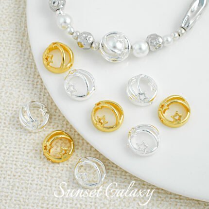 18k card 8 star bag bead ring real gold plated pearl ball coil beaded handmade diy material bracelet accessories