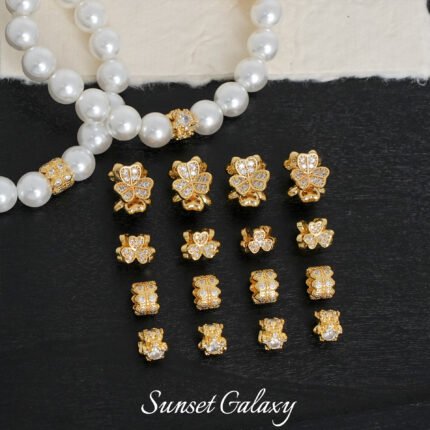 High Color Retention 18K Gold Plated Zircon Clover Spacer Beads Handmade DIY Beaded Bracelet Necklace Jewelry Accessories Material