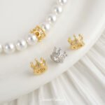 Gold plated crown zircon zircon diamond beads handmade diy beaded pearl loose beads bracelet necklace accessories material