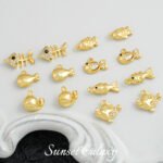 [Marine] 18k gold animal pendant small fish seahorse handmade diy beaded material bracelet necklace earrings accessories - Image 4