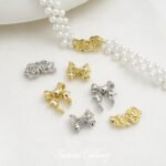 Color-preserving alloy rose bow beads handmade DIY beaded bracelet necklace beaded jewelry accessories material