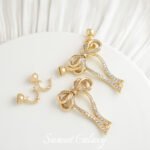 18k Real Gold Plated Diamond Bow Pendant Coil Dual-purpose Buckle Handmade DIY Material Necklace Beaded Jewelry Accessories - Image 5