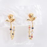 18k Gold Earrings Copper Gold-plated Rose Earrings 2024 New Popular Earrings Jewelry Handmade diy Material Accessories - Image 2