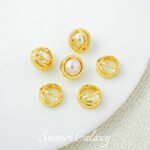 18k card 8 star bag bead ring real gold plated pearl ball coil beaded handmade diy material bracelet accessories - Image 3