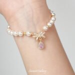 Bow Pendant Double Hanging Real Gold Plating Zirconium Handmade DIY Bracelet Necklace Beaded Beaded Jewelry Accessories Material - Image 2