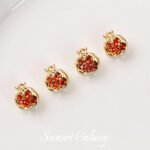 18k Gold-plated Real Gold Red Pomegranate Pendant Handmade diy String Bracelet Necklace Earrings Jewelry Accessories - Image 6