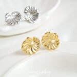 Gold Plated Color Lotus Leaf Ear Needle Handmade DIY Bracelet Necklace Earrings Beaded Beaded Jewelry Accessories Material - Image 2