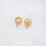 18K Gold Color-preserving Micro-paved Zirconium WrinKled Earrings diy Handmade Beaded Pearl Earrings Earrings Accessories Materials - Image 6