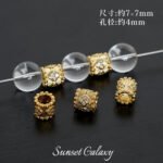 18K Color-Preserving Zircon Barrel Beads Spacer Beads Large Hole Wheel Beads Handmade DIY Beaded Bracelet Necklace Jewelry Accessories Material - Image 8