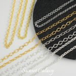 Long-standing gold sunflower 14k18 gold embosed flower chain O-shaped flat chain handmade diy beaded material accessories - Image 3