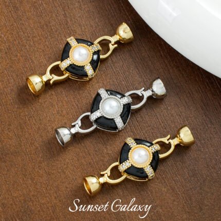 18K Retro Pearl Zircon Vintage Versatile Finishing Buckle Hand-Beaded DIY Material Bracelet Necklace Jewelry Accessories