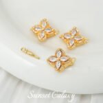 18k full zirconium four-leaf clover zircon buckle bracelet tail buckle handmade diy bracelet necklace beaded jewelry accessories material - Image 2