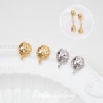 18K Gold Color-preserving Micro-paved Zirconium WrinKled Earrings diy Handmade Beaded Pearl Earrings Earrings Accessories Materials