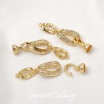 18k bag gold zircon 8-character plated real gold finishing connection buckle handmade diy string pearl necklace jewelry accessories - Image 5