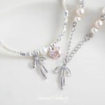 [Bow Pendant] Color-preserving gold-plated high color-preserving zirconium diy handmade beaded bracelet necklace beaded material - Image 3