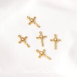 18k gold color retaining micro inlaid zircon cross pendant handmade DIY beaded bracelet necklace jewelry accessories - Image 10