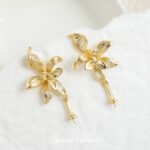 Copper-plated Real Gold High Color Retention Elegant Flower Earrings diy Handmade Bracelet Necklace Beads Loose Bead Accessories Material - Image 3
