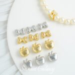 18k gold apple bow beads high color retention handmade diy material beaded bracelet necklace earring accessories