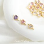 Copper Plated Real Gold Color Preservation Love Double Hanging Beads Handmade DIY Bracelet Necklace Beaded Beaded Jewelry Accessories Material