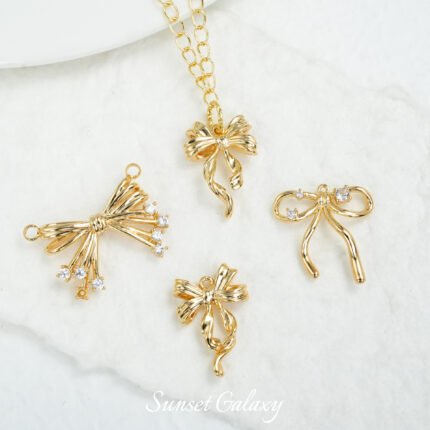 Real Gold Plated High Color Retention Butterfly Pendant Beads diy Handmade Beaded Bracelet Necklace Earrings Jewelry Material Accessories