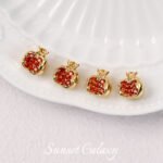 18k Gold-plated Real Gold Red Pomegranate Pendant Handmade diy String Bracelet Necklace Earrings Jewelry Accessories - Image 5