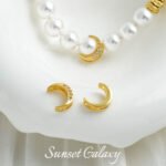 18k Gold 8mm Moon Bead Zircon Half Ring Handmade DIY Material Beaded Bracelet Necklace Accessories - Image 2