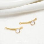 Gold Plated Zirconium Simple Double Hanging Pendant Handmade DIY Bracelet Necklace Earrings Beaded Beads Material Accessories - Image 2