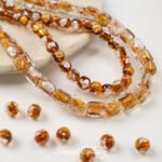 Vintage inlaid foil glass beads round beads square beads handmade DIY accessories bracelet necklace beads loose beads material - Image 3