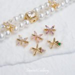 14k color-preserving zirconium floret double-row diy jewelry beaded spacer double-hole beaded bracelet necklace accessories material