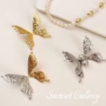 18K Gold Plated Real Gold Color-preserving Lucky Texture Butterfly Earrings Diy Beaded Handmade Material Earrings Accessories Jewelry - Image 2