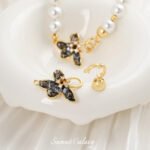 Dropping oil inlaid zirconium plated real gold black zircon gardenia round bead connection buckle handmade diy material bracelet beaded accessories - Image 2