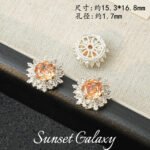 18K Sunflower Zircon Rose Cut Full Zircon Accessories Handmade DIY Beaded Bracelet Necklace Jewelry Accessories Material - Image 24