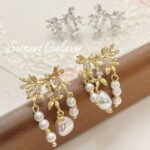 18K Gold Plated Real Gold Color-Preserving Flowers Like Dreams Micro-Paved Zircon Handmade DIY Beads Material Earrings Jewelry Accessories - Image 2