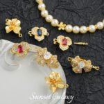 18k gold zircon bow gardenia flower ingot buckle closure buckle handmade diy beaded material necklace bracelet accessories