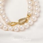 18k bag gold zircon 8-character plated real gold finishing connection buckle handmade diy string pearl necklace jewelry accessories - Image 2