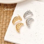 18K gold-plated color-preserving croissant earrings earrings diy accessories material ear pins pearl earrings beaded accessories - Image 4