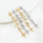 Copper Plated Gold Double Hanging Zirconium Drill Chain Handmade DIY Bracelet Necklace Earrings Beaded Beaded Jewelry Accessories Material - Image 5