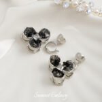 Black Oil Dropping Flower Round Bead Coil Connecting Buckle Handmade DIY Bracelet Necklace Beaded Beaded Accessories Material