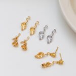 Color Preservation 18K Pack Gold Micro Zircon Leaves Rose Pendant DIY Hand-made Jewelry Earrings Necklace Beaded Accessories - Image 4