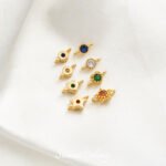 Double hanging color inlaid zirconium round heart-shaped stars double row beads handmade DIY bracelet necklace beads loose beads material - Image 3