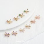 14k color-preserving zirconium floret double-row diy jewelry beaded spacer double-hole beaded bracelet necklace accessories material - Image 3