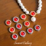 18k micro-inlaid zircon aquamaric red four-way beads handmade beaded diy material bracelet necklace jewelry accessories