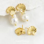 Gold Plated Color Lotus Leaf Ear Needle Handmade DIY Bracelet Necklace Earrings Beaded Beaded Jewelry Accessories Material