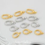 18K Oval Gold Bag Micro-inlaid Double Ring Tailer Buckle Handmade Beaded DIY Material Bracelet Necklace Accessories - Image 3