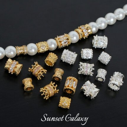 18K Real Gold Plated Heavy Industry Inlaid Zircon High Color Retention Spacer Beads Handmade DIY Beaded Bracelet Necklace Jewelry Accessories Material