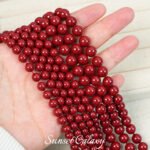 Red imitation Shijia pearl loose beads with holes round beads handmade DIY beaded bracelet necklace ear jewelry accessories material - Image 2